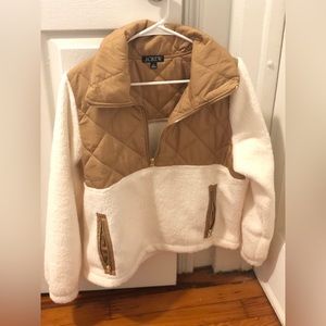 NWOT J Crew quilted Sherpa fleece pullover